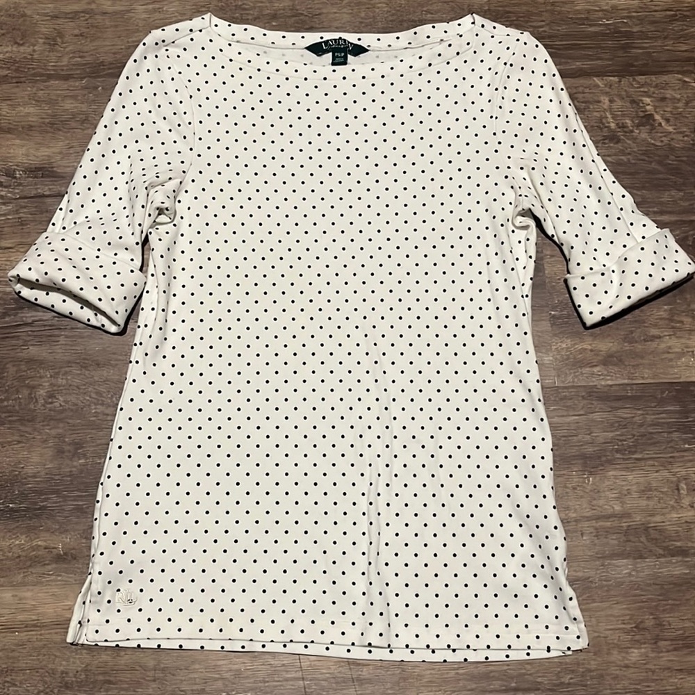 Ralph Lauren Stretch Cotton Boatneck 3/4 Sleeves